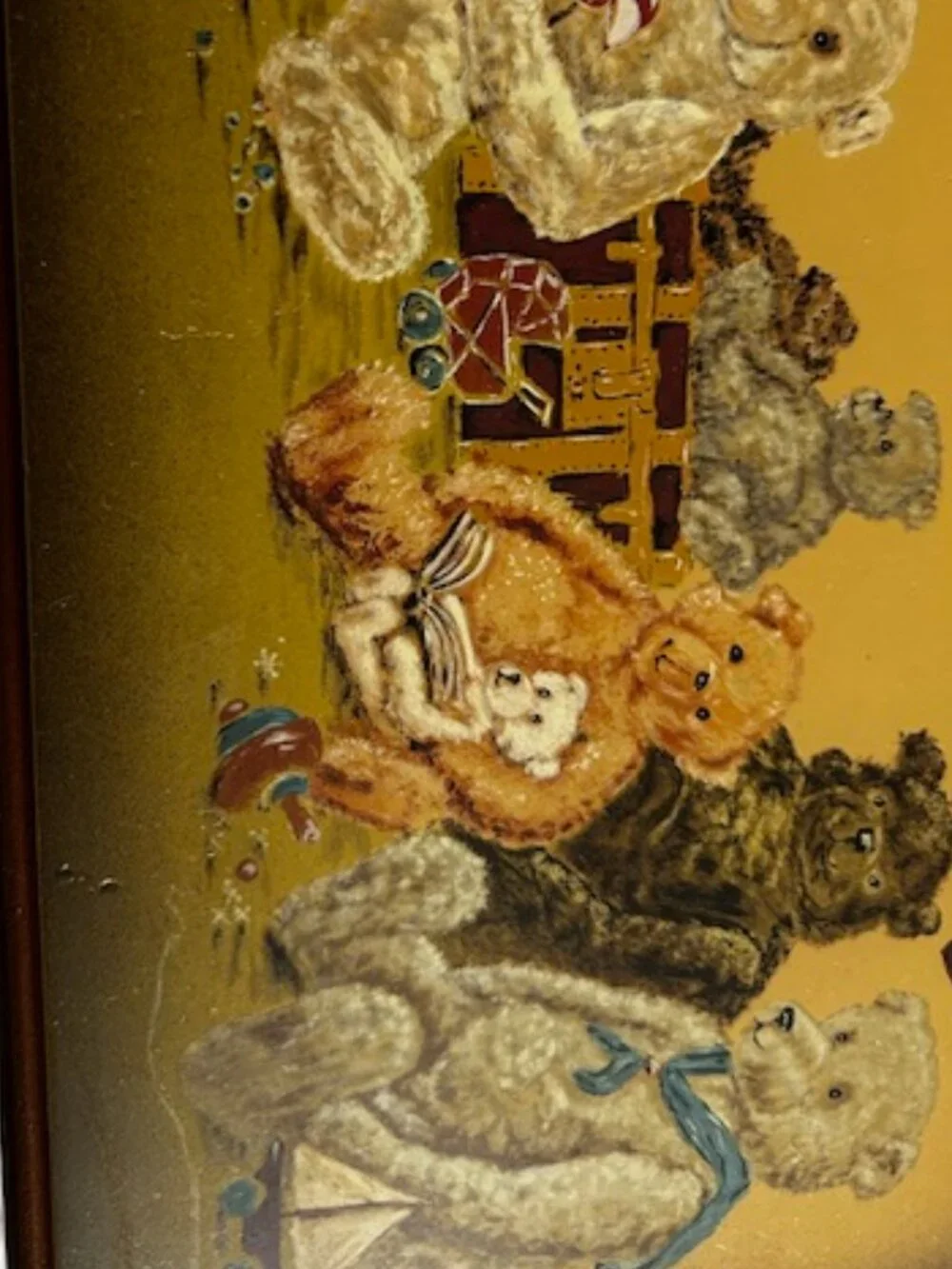 14 x 8 " wood picture vintage old picture teddy bear toys toy sign wall decor - Picture 5 of 6
